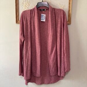 Cure Dark Rose Pink Knit Ribbed Cardigan Sweater Large